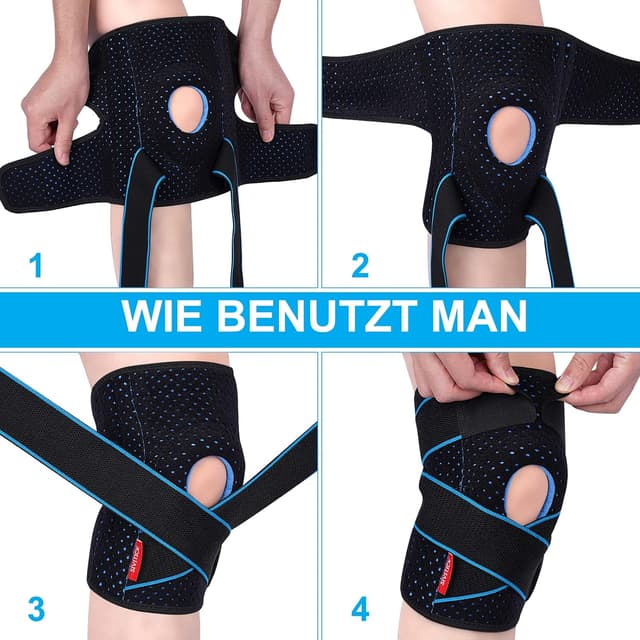 Detalle de SIVITICK Kniebandage unisex mit Seitenstabilisatoren und Patella-Gel-Pad – einstellbar, für Sport und Alltag