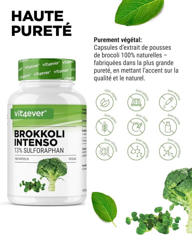 Detalle de Extrait de Brocoli en capsules – 180 gélules avec 13% de sulforaphane (2 capsules/jour)