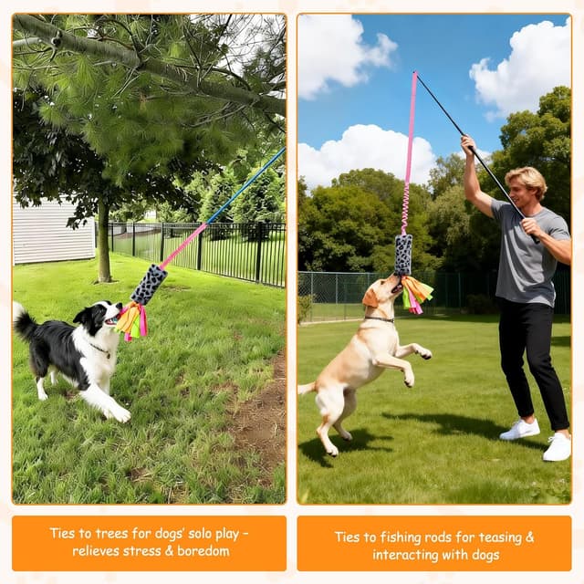 Detalle de Bestwist Dog Tug of War Toy (Interactive Bungee Plush with Squeaker) for Small, Medium and Large Breeds