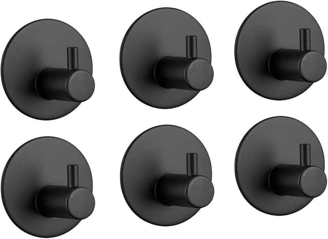 Detalle de LYLIN Set di ganci adesivi in acciaio inox SUS304 per portasciugamani (6 pezzi), nero opaco