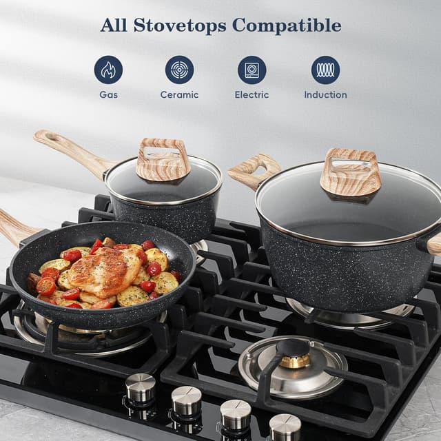 Thumbnail 6 de SODAY 12-Piece Granite Nonstick Cookware Set