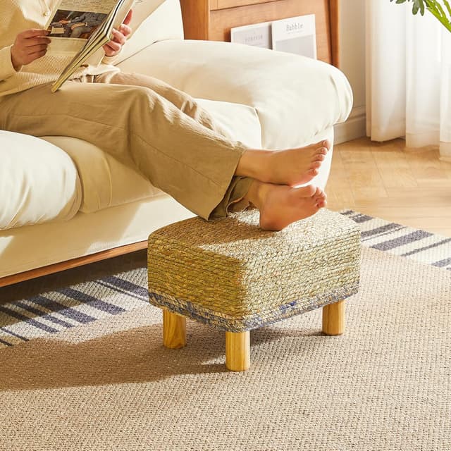 Detalle 2 de YMYNY Fußhocker Natur Seegras 42×30×26 cm