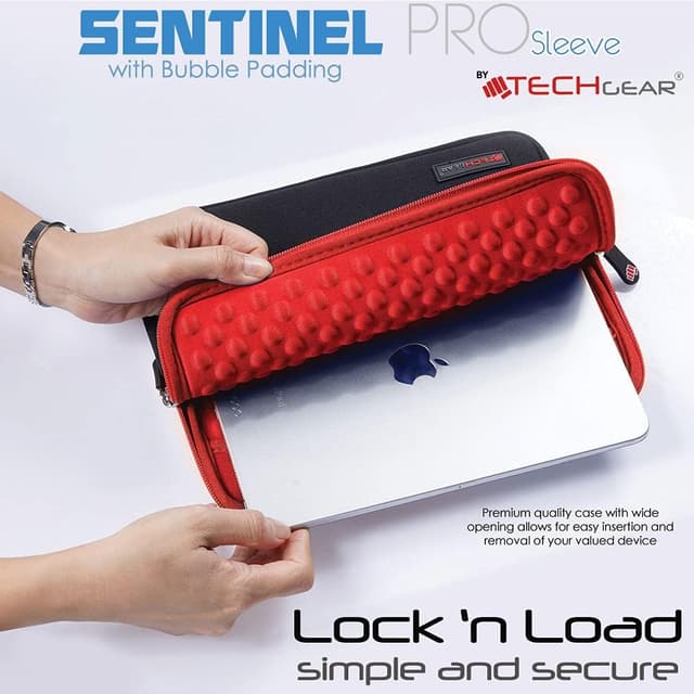 Detalle de TECHGEAR Pro Sleeve 9–11" Neoprene Zipped Pocket Anti-Shock Sleeve Pouch Case