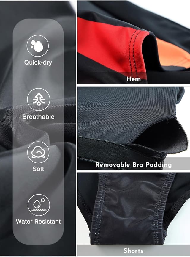 Detalle de Aleumdr Color Block Print One-Piece Swimsuit for Athletic Training