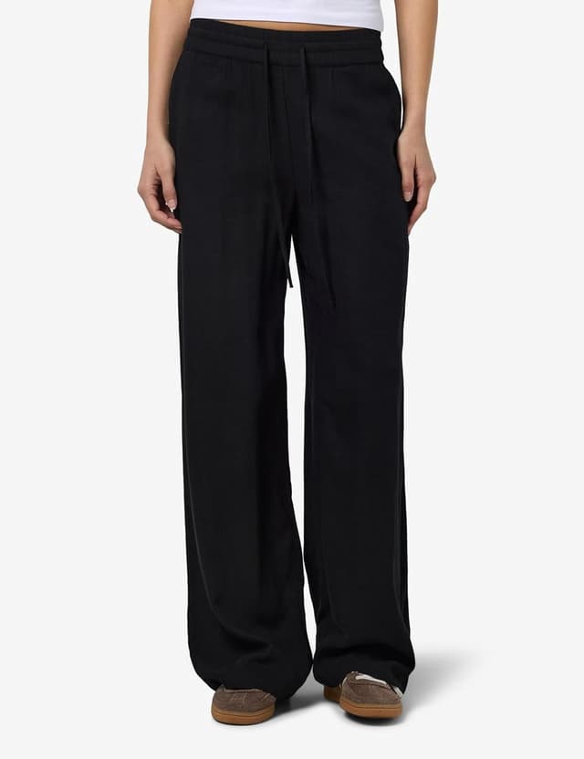 Detalle de Noisy may Weite Relaxed Fit Culotte aus Leinen mit Kordelzug und Taschen – modische Jogging-Optik