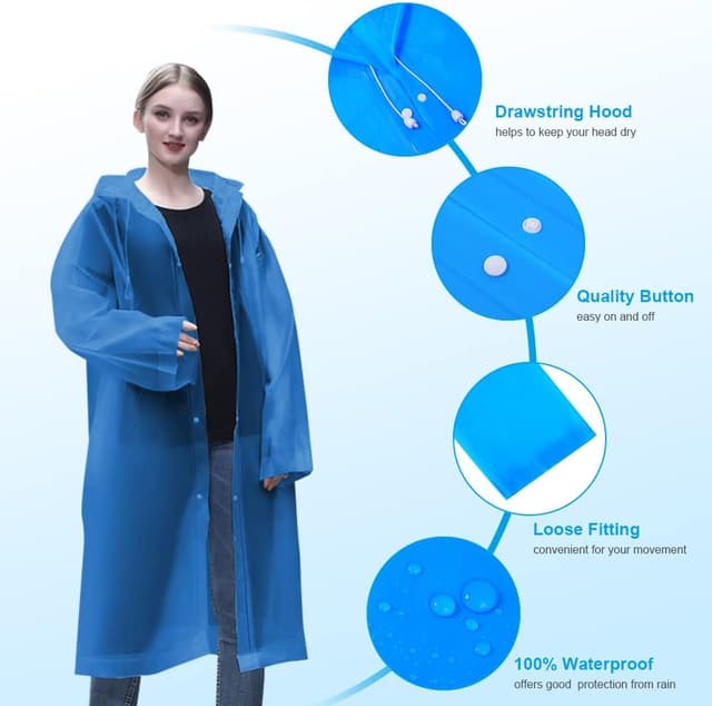 Detalle de Vicloon poncho impermeabile in EVA riutilizzabile (confezione da 2 pezzi) per adulti