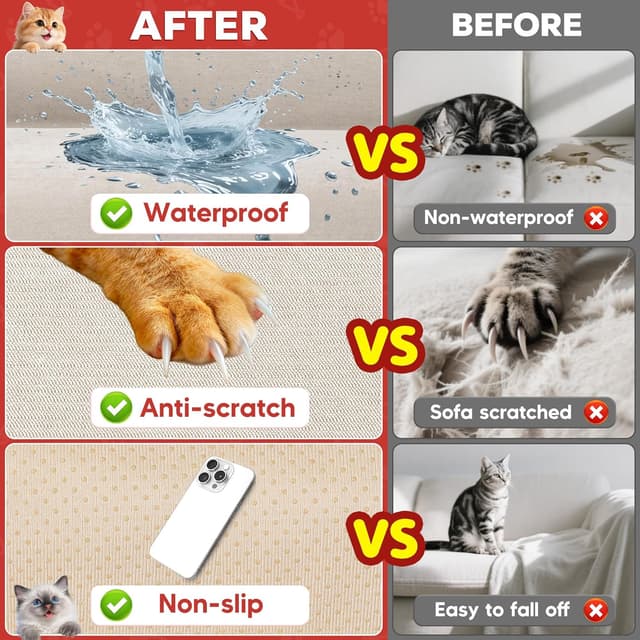 Thumbnail 6 de Loiion Protezione Divano Graffi & Gatti, copridivano impermeabile antiscivolo cachi 300x180 cm