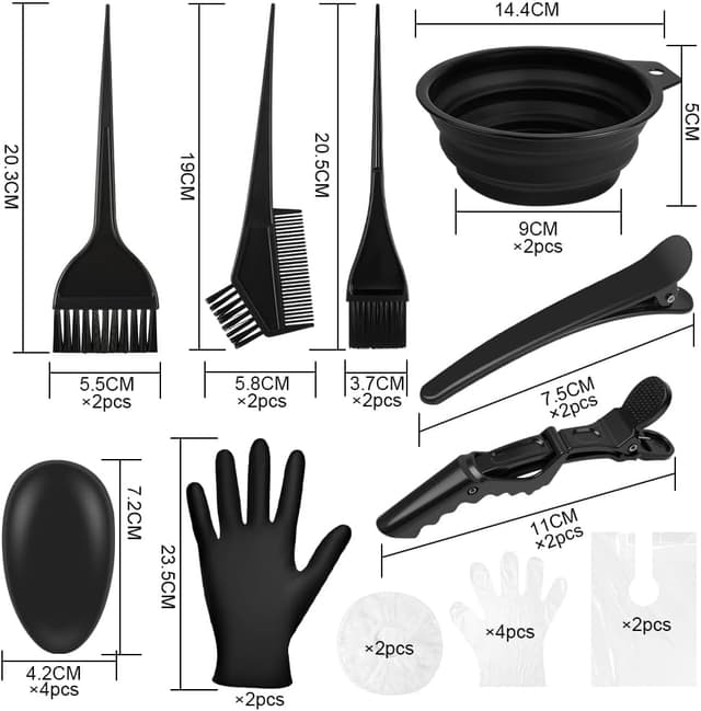 Detalle de LOPHE ensemble de coloration des cheveux 26 pièces : bols pliables, peignes, brosses, gants et accessoires