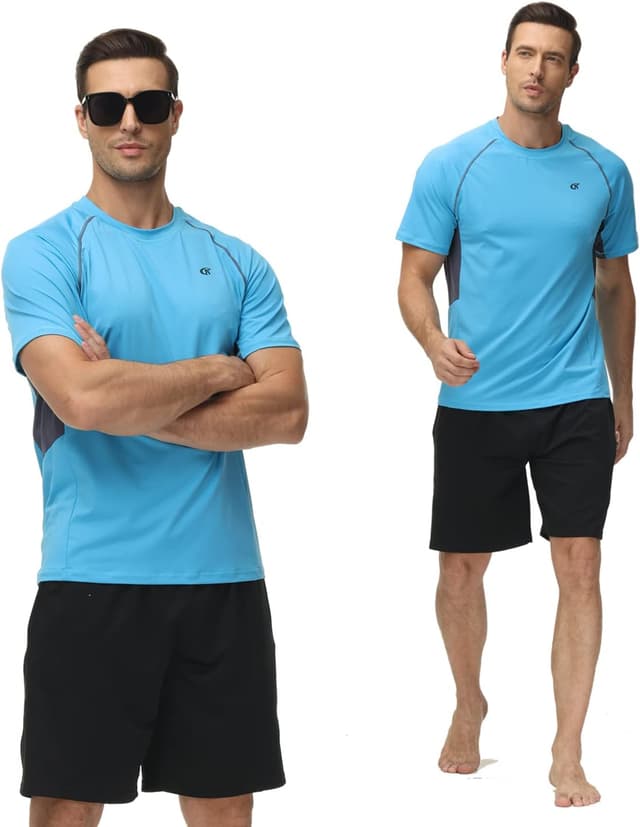 Detalle de Huayuzh Herren UV-Shirt Rashguard (Schwimmshirt, schnelltrocknend, atmungsaktiv)