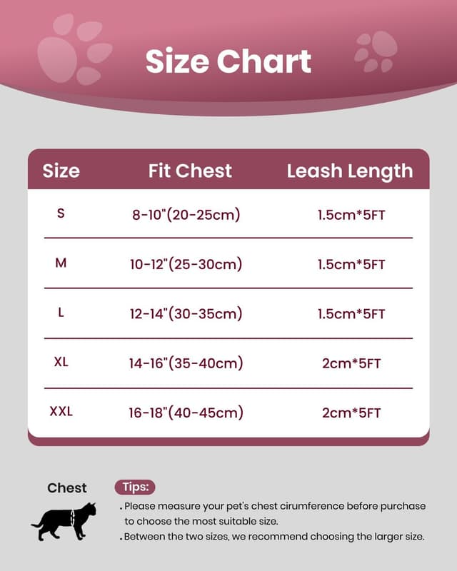 Detalle 2 de FAYOGOO cat harness and lead set (escape-proof, adjustable, lightweight) for extra large cats