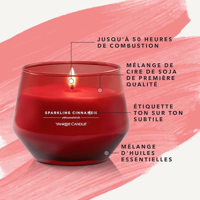 Detalle 2 de Yankee Candle Studio Cannelle Pétillante – bougie parfumée moyenne, combustion 35 à 50 h