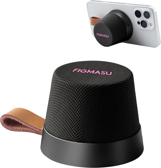 Detalle de FIGMASU Magnetic Bluetooth Speaker Mini Portable – waterproof pocket speaker with magnetic phone/tablet stand