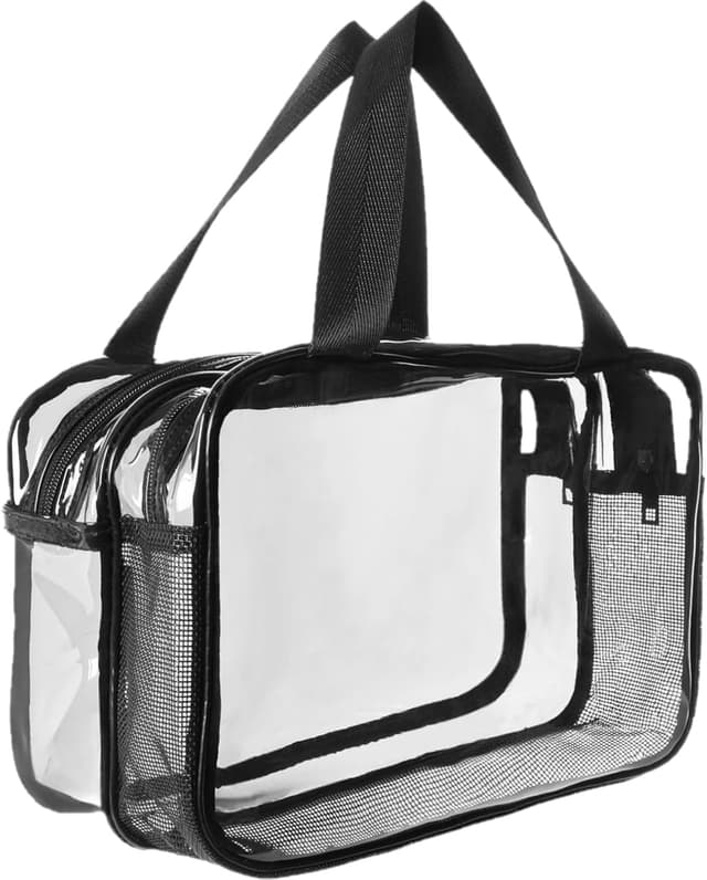Detalle de Aucuu beauty case trasparente in PVC con separazione asciutto/bagnato per viaggio