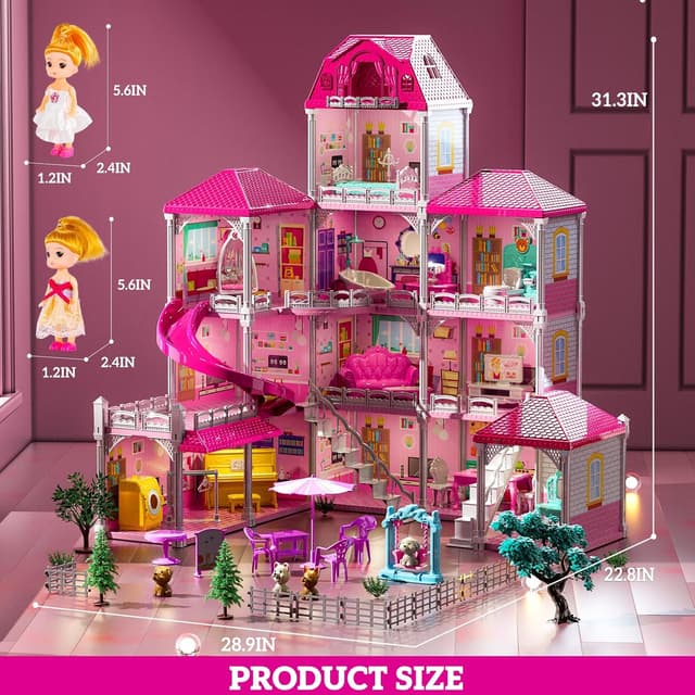 Thumbnail 4 de JUKUDAHU Villa Playset 4-Story Dollhouse