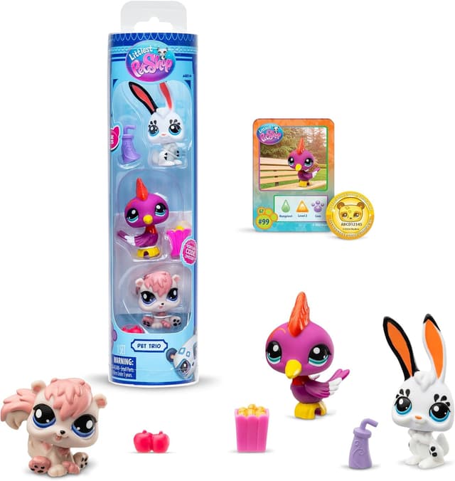 Detalle 2 de BANDAI Littlest Pet Shop Set 3 Mascotas con Accesorios 🐾