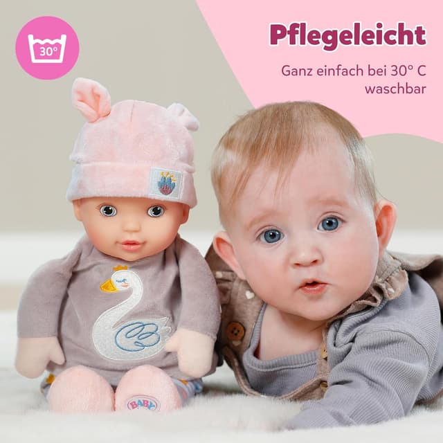 Detalle de BABY born for babies Sweetie Mauve – weiche 30 cm Puppe mit integrierter Rassel, für Neugeborene geeignet