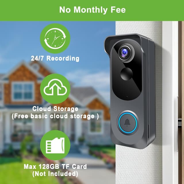 Thumbnail 6 de Wireless Video Doorbell Camera with Chime (1080P Wi‑Fi, PIR, 2‑Way Audio) with Voice Changer, IP66