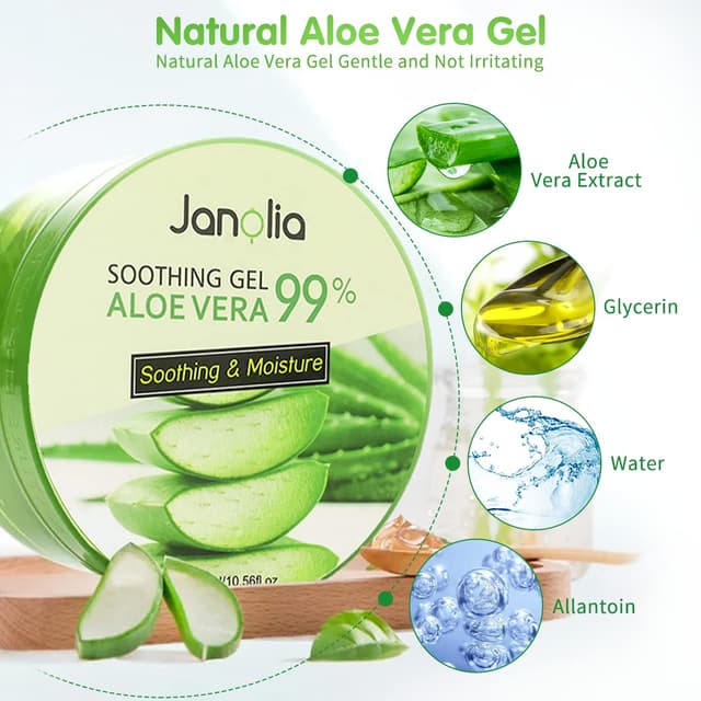 Detalle 2 de Janolia Aloe Vera Gel 300 ml – beruhigende Aloe-Gesichtscreme für Gesicht & Körper mit feuchtigkeitsspendendem Aloe-Extrakt