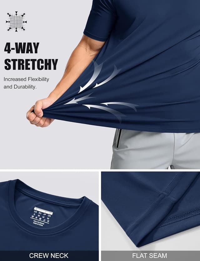 Detalle de MAGCOMSEN Men’s Short Sleeve UPF 50+ Quick Dry Workout T-Shirt (UPF 50+)