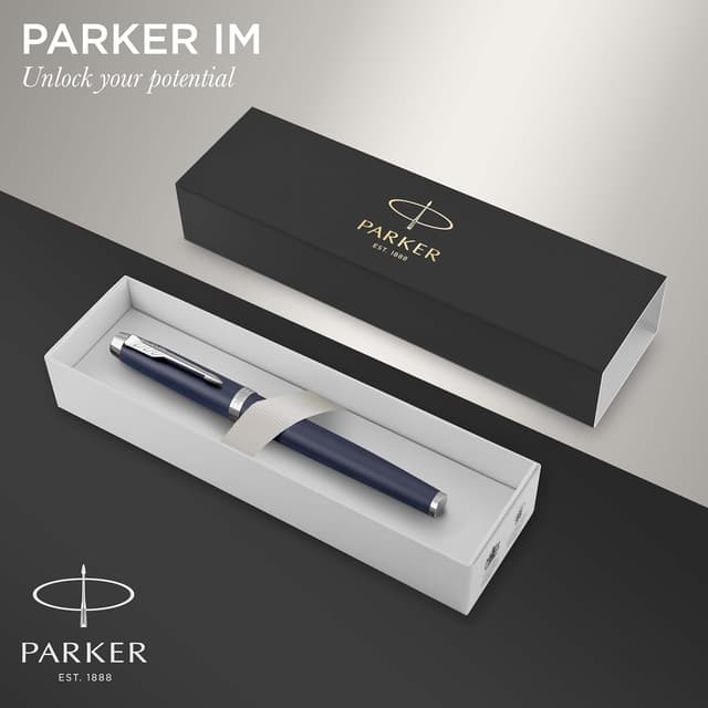 Detalle 2 de Parker IM Rollerball Pen in Matte Blue (Fine Point Black Ink) with Gift Box