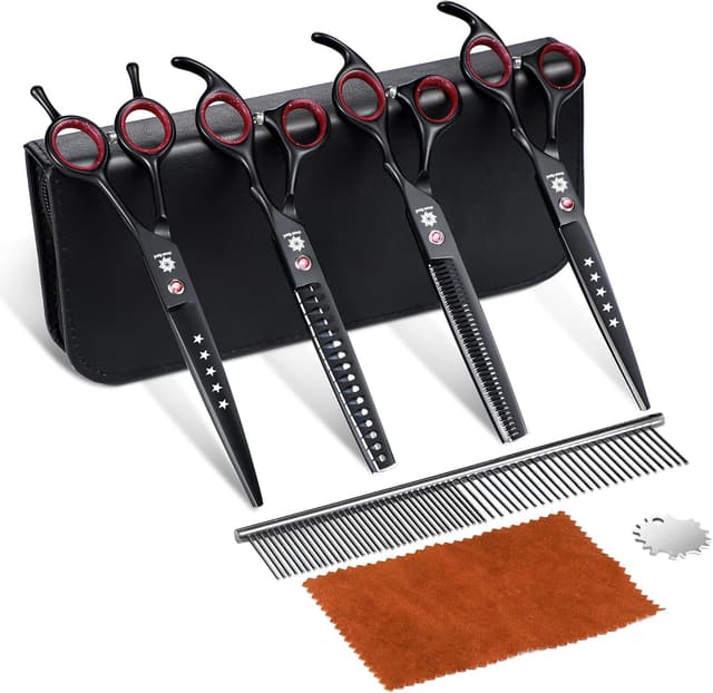 Detalle de Dream Reach 7" Dog Grooming Scissors Kit (6CR stainless steel, 6 in 1 set) – Pink