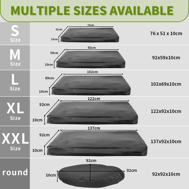 Detalle de DUJUIKE coprimaterasso impermeabile di ricambio per cani con cerniera (M, 92 x 59 x 10 cm)