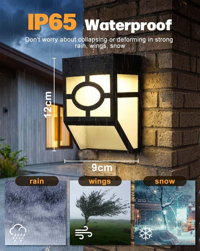 Detalle 2 de Lulizar Solar Outdoor Garden Lights (8-Pack) – IP65 Waterproof Solar Fence Lights, Warm White & Multi-Colour Changing