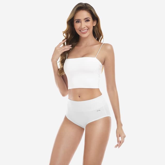 Detalle de anqier Damen-Unterhosen im 5er-Set: High-Waist Slips aus Stretch-Baumwolle