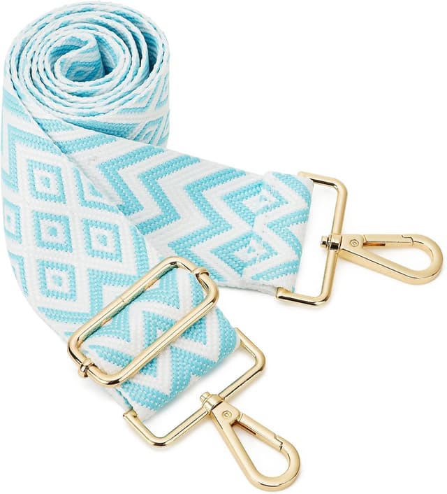 Detalle de Wide Shoulder Strap Adjustable Replacement Belt (5cm) Prismatic Canvas Crossbody Strap with Light Gold Hardware