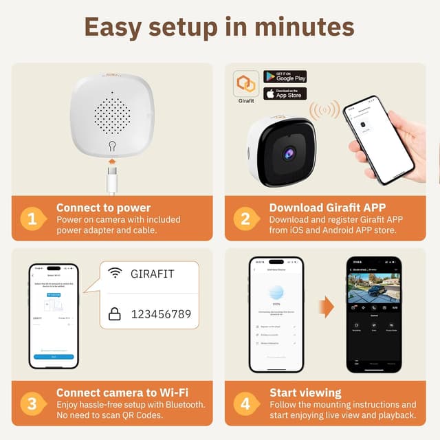 Thumbnail 6 de Girafit 3MP 2K Window Camera with ChroMax Color Night Vision, Dual-Band WiFi Indoor Security