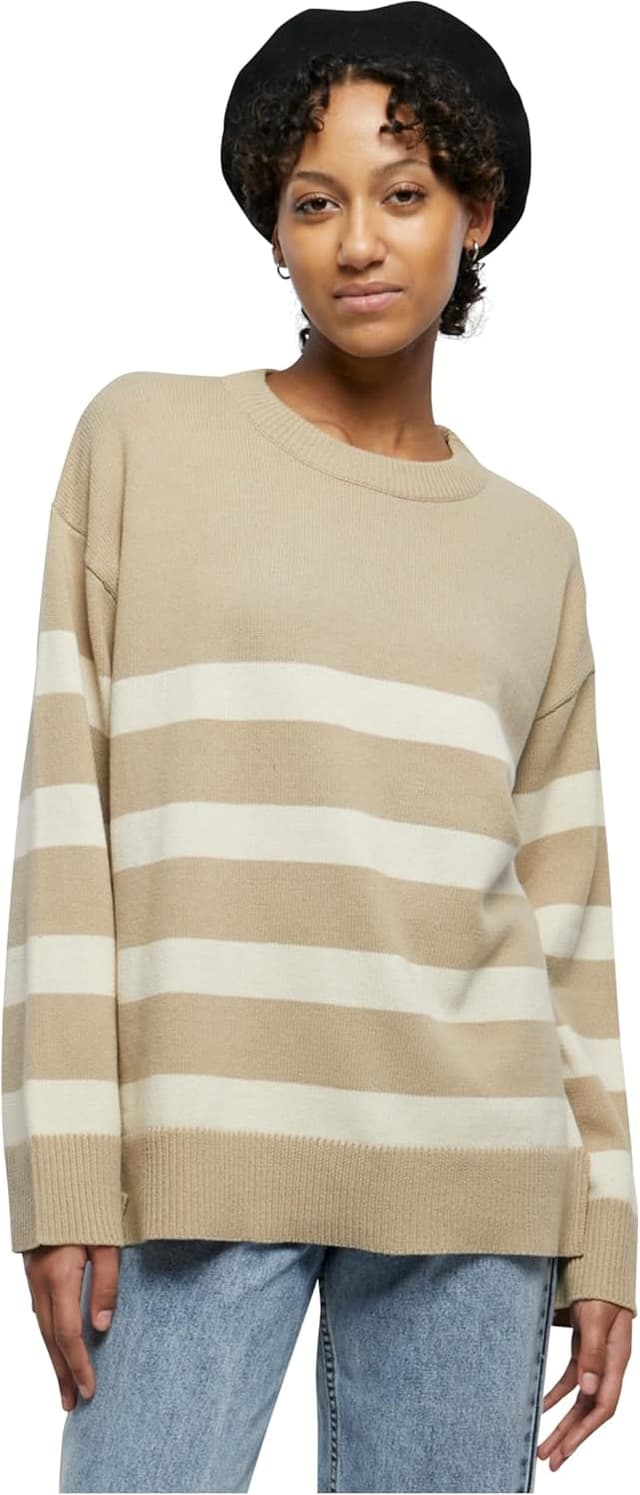 Detalle de Urban Classics Striped Knit Crew Sweater Damen