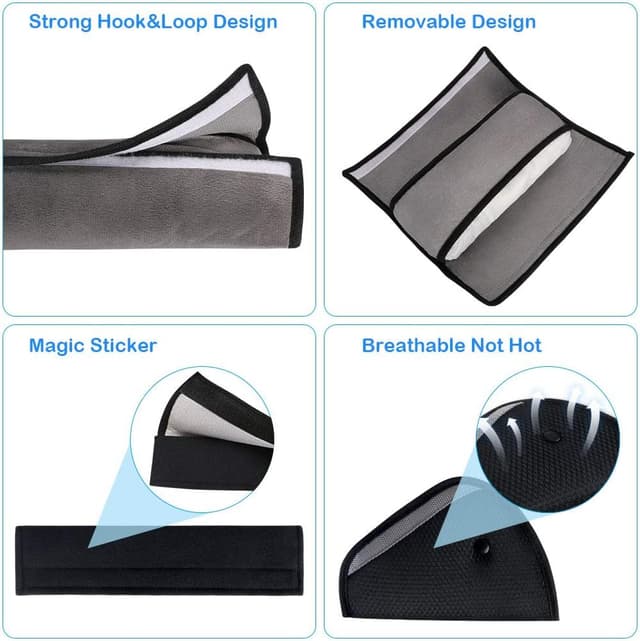 Detalle de URAQT 3 pz imbottiture per cintura di sicurezza auto, cuscino cintura grigio per adulti e bambini