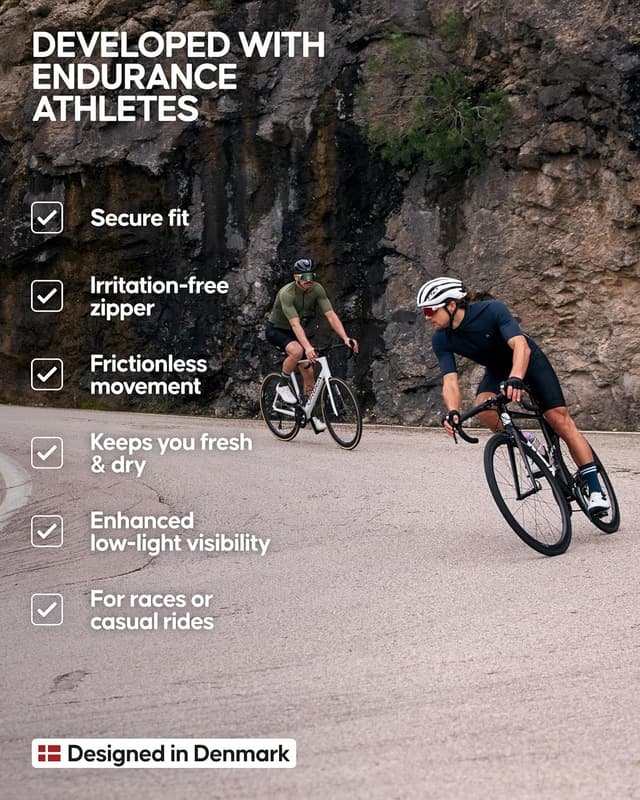 Detalle de DANISH ENDURANCE men’s cycling jersey with full zip, rear pockets and breathable moisture-wicking fabric