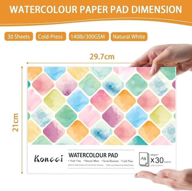 Detalle 2 de KONCCI Watercolour Paper Pad A4 300 GSM 🎨