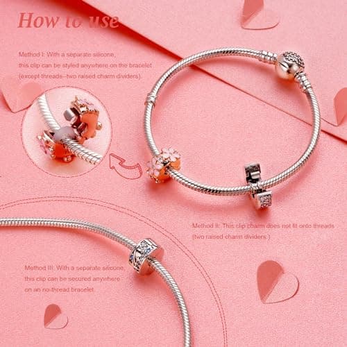 Detalle 2 de Amuefer 2 piezas mom clips charms en plata de ley 925 con circonita cúbica