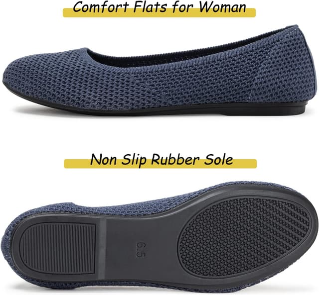 Thumbnail 6 de Frank Mully women’s slip-on knit ballet flats with round toe and cushioned foot-bed
