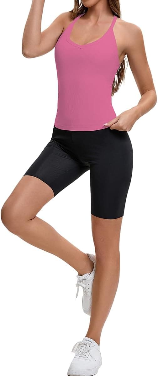 Detalle de Women’s sleeveless basic halter tank top for yoga, summer and casual wear