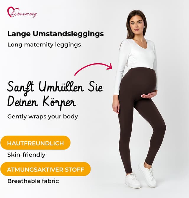 Detalle de Lange Umstandsleggings aus Baumwolle