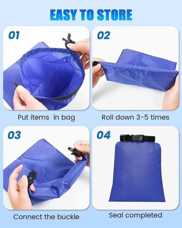 Detalle de Evolpor 6-Piece Waterproof Dry Bag Set (8L, 5L, 3.5L, 3L, 2.5L, 1.5L) for Hiking, Camping & Fishing