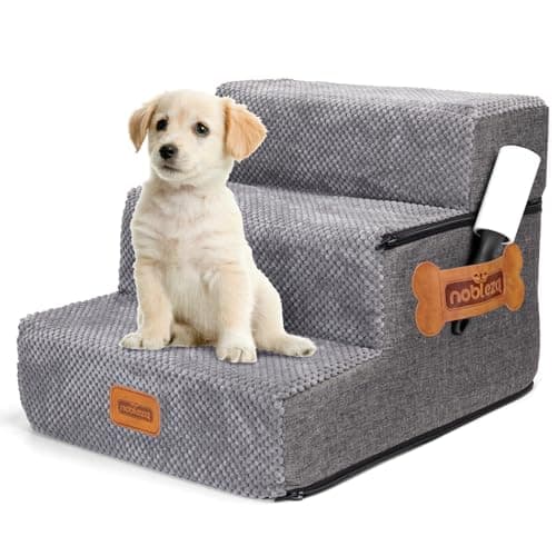 Detalle de Nobleza escalera para perros y rampa con 3 escalones y rodillo quitapelusas (para cama y sofá)