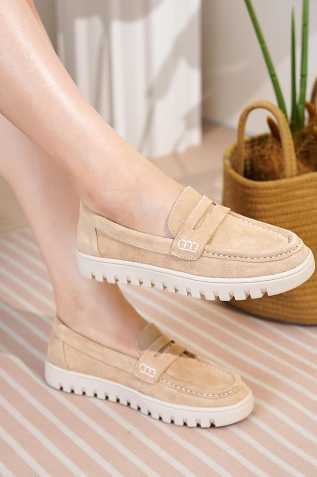 Detalle de Project Cloud 100% Genuine Leather Loafers for Women with Memory Foam Insoles