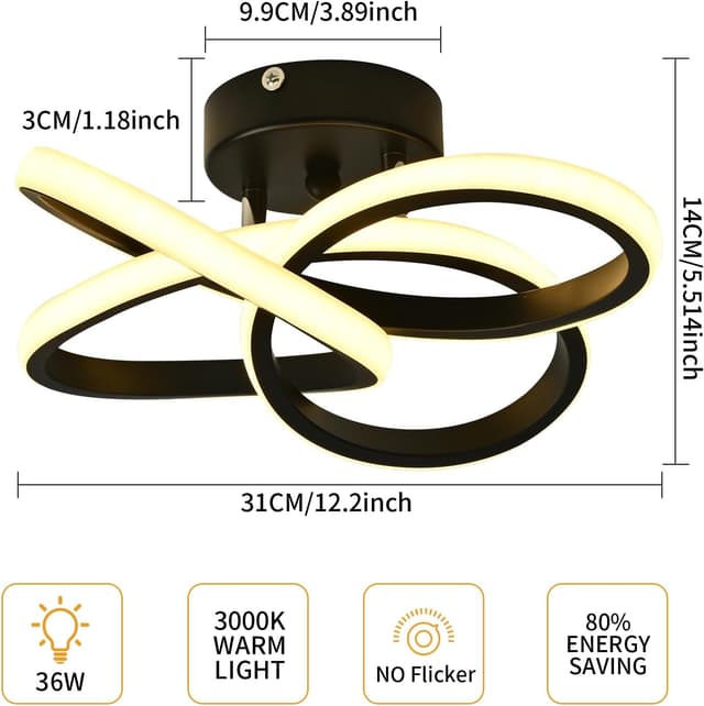 Thumbnail 3 de Plafón LED 36W Moderna Flor🌸 Luz Cálida 3000K Negro
