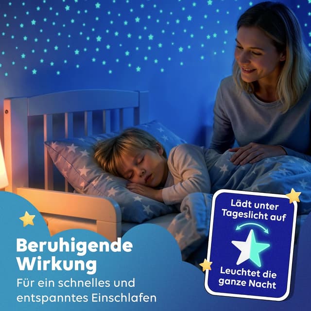 Detalle 2 de LILIMAUS Leuchtsterne Kinderzimmer (100 Stck.) – selbstklebend, glow-in-the-dark
