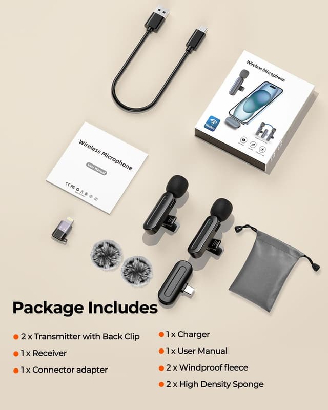 Thumbnail 6 de PQRQP Wireless Mini Microphone 2 Pack 🎤