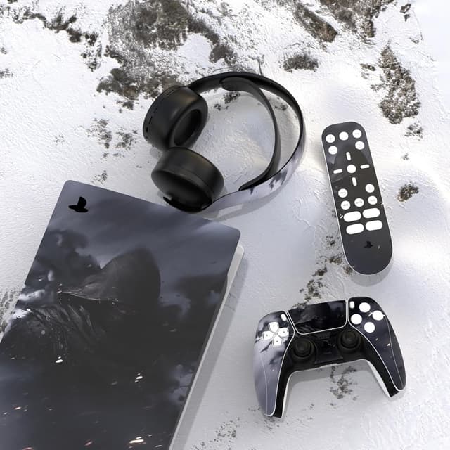 Detalle de playvital Full Set Skin Decal for PS5 Digital Edition (Shadow Assassin) – console, controller & more