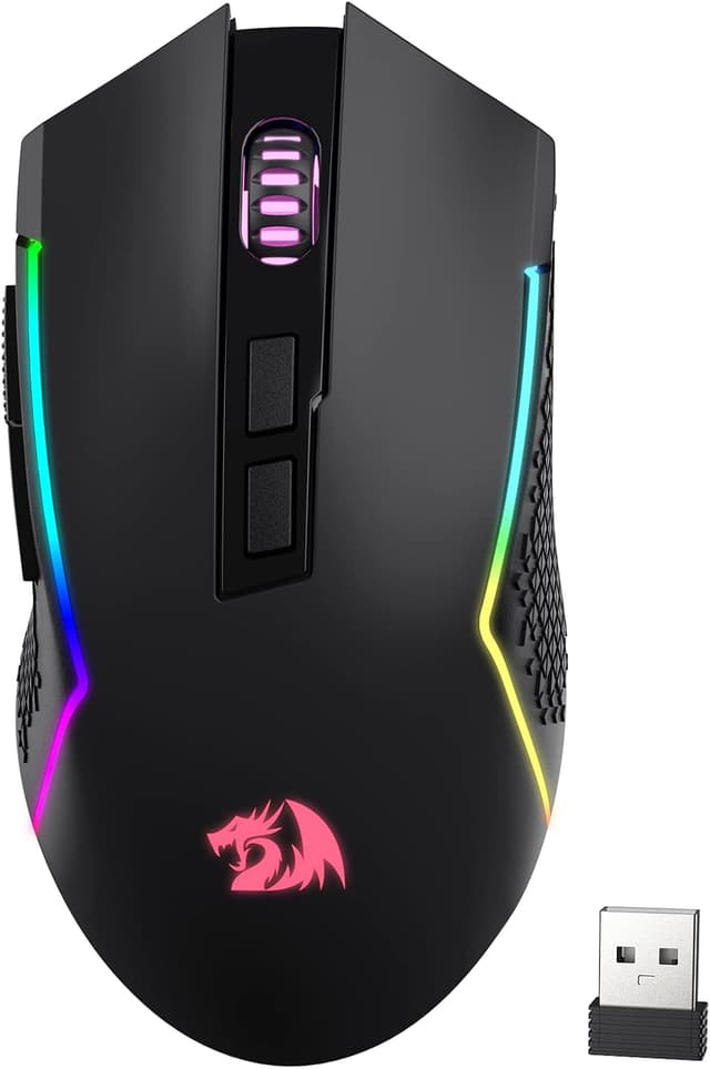 Detalle de Redragon M693 Wireless Gaming Mouse (Bluetooth & 2.4G) with 8000 DPI, 7 Macro Buttons and RGB