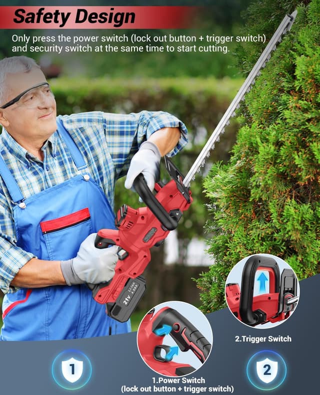 Detalle de Tagliasiepi a batteria 21V con lama 51 cm e batteria 4,0Ah (taglio 16 mm) regolabile a 180°