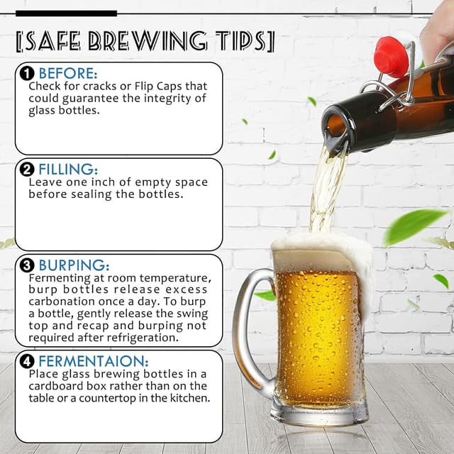 Thumbnail 5 de YEBODA 12 oz Amber Beer Bottles with Flip Caps 🍺