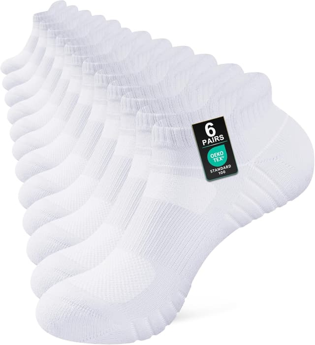 Detalle de Niorasen Men’s Running Socks (6 Pairs) – Cushioned Low Cut Trainer Socks, Breathable Cotton