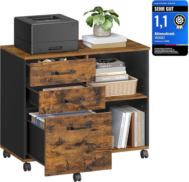 Detalle de VASAGLE Rollcontainer OFC041B01 mit Rollen